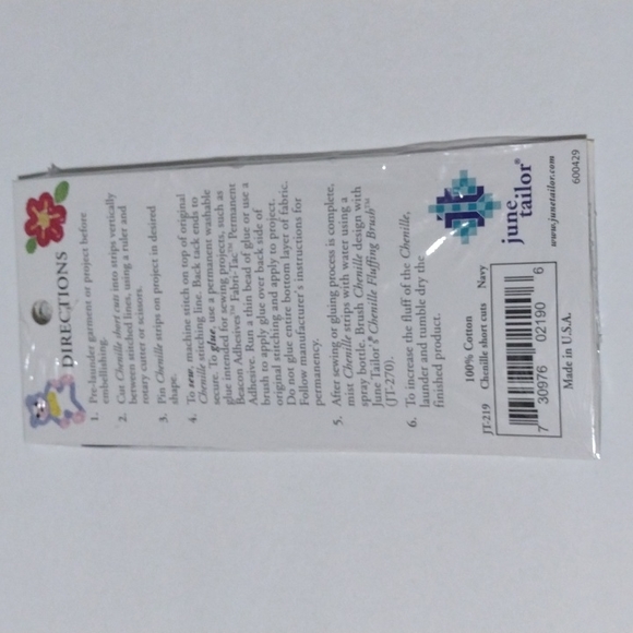 5/$20 Navy Chenille Shortcuts June Tailor JT219 - Picture 3 of 4